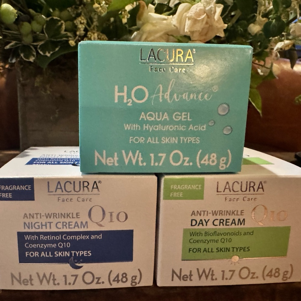 LACURA Set of 3 Face Care Routine Day Night H2O Aqua Gel HTF